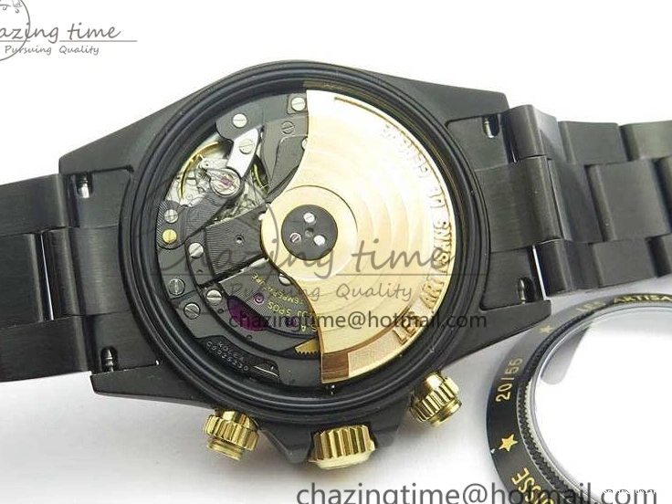 0415 Modern Daytona Kravitz YG DLC BP Maker Best Edition Black Dial On DLC Bracelet A4130 (Free Leather Strap) 3572